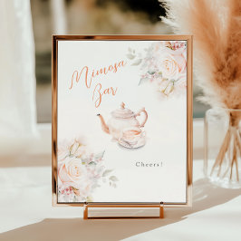 Poster Pastel Blooms Bridal Tea Party Mimosa Bar