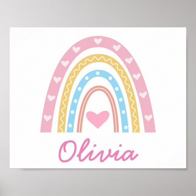 Poster Pastel boho arco-íris personalizado (Frente)