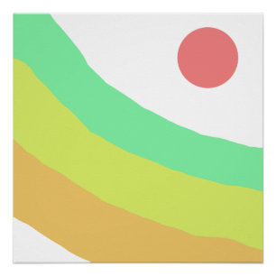Pôster pastel boho vermelho amarelo verde laranja moderno