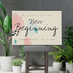 Poster Pastel Bonito Bem-vindo ao Nosso Novo Casamento In