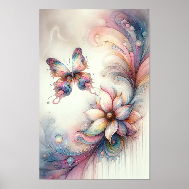 Poster Pastel Butterfly Wall Art (Frente)