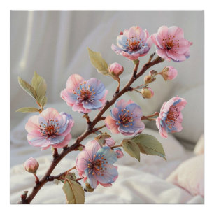 Pôster Pastel Cherry Blossom: Arte Botânica Maciça