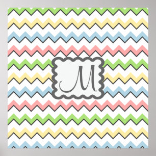 Poster Pastel Chevron com Monograma por Shirley Taylor