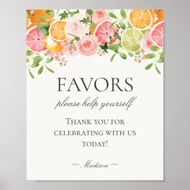 Poster Pastel Citrus Floral Little Cutie Favor Sinal (Frente)