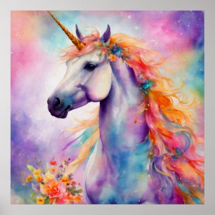 Poster Pastel Color Unicorn