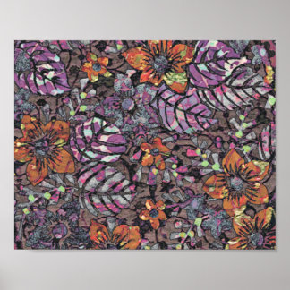 Pôster Pastel Colors padrão floral arte digital romântica