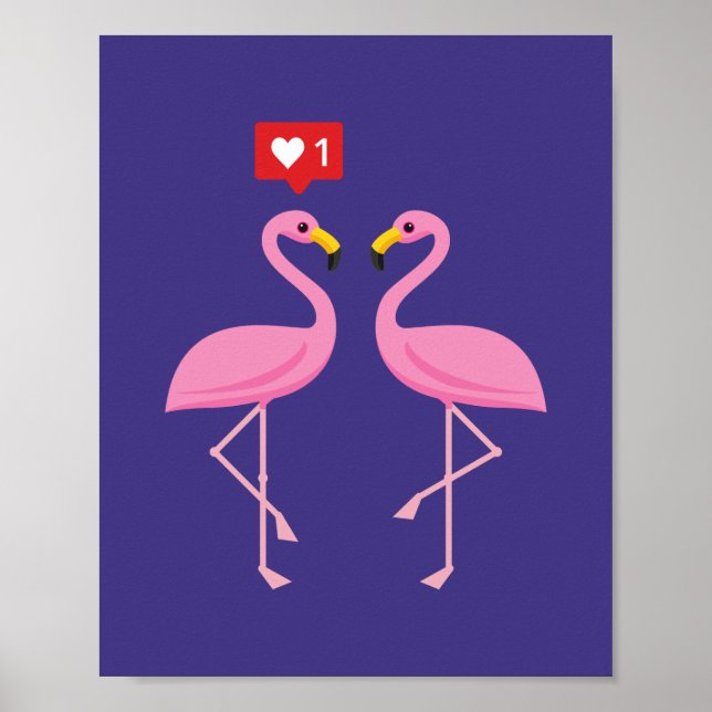 Poster Pastel Coração, Tipo Flamingo Rosa, Bonito (Frente)