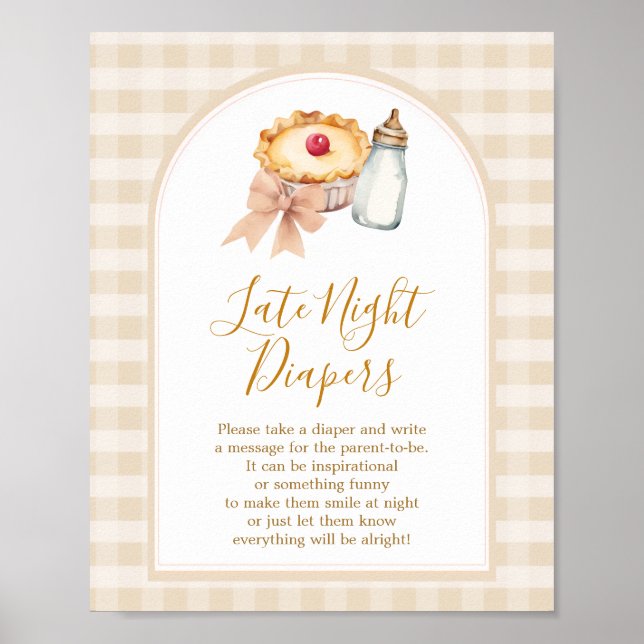 Poster Pastel Cutie Pie Gingham Queda Fraldas Noturnas Ta (Frente)