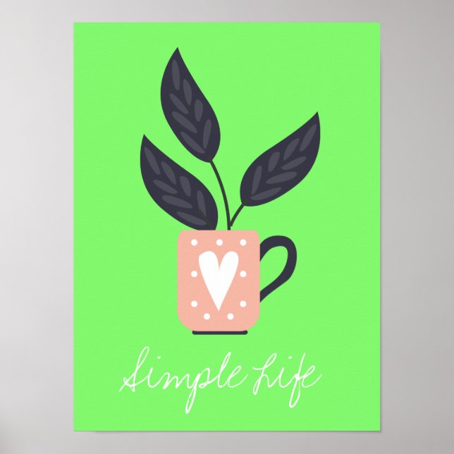 Poster Pastel de plantas modernas simples (Frente)