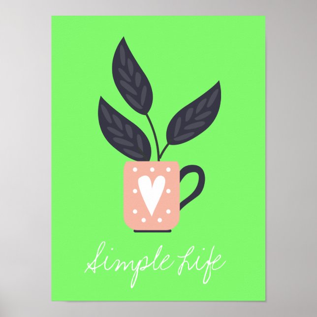 Poster Pastel de plantas modernas simples (Frente)