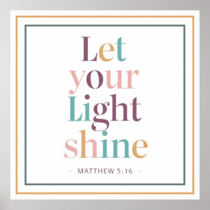 Poster Pastel Deixe Sua Luz Brilhar Citação das Escritura
