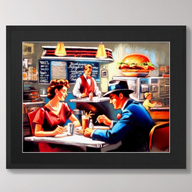 Poster Pastel Desenhando Vintage Diner Man (Criador carregado)