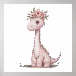 Poster Pastel Dino Baby Room Art - Dinossauro Aquarela