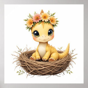 Poster Pastel Dino Baby Room Art - Dinossauro Aquarela