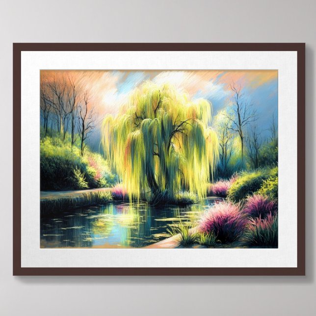 Poster Pastel Drael Garden Pond Com Árvore Selvagem (Criador carregado)