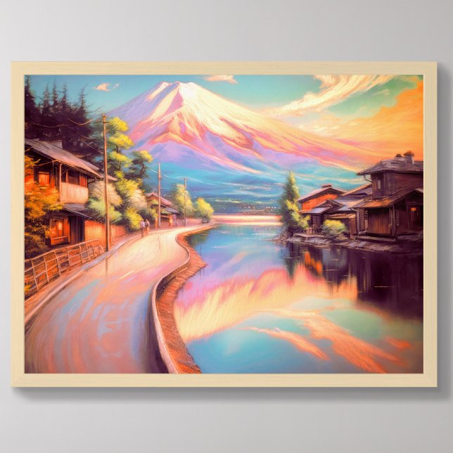 Poster Pastel Draing Mt. Fuji Sunset Japonês (Criador carregado)