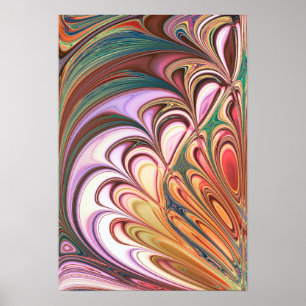 Poster Pastel Feather Fractal