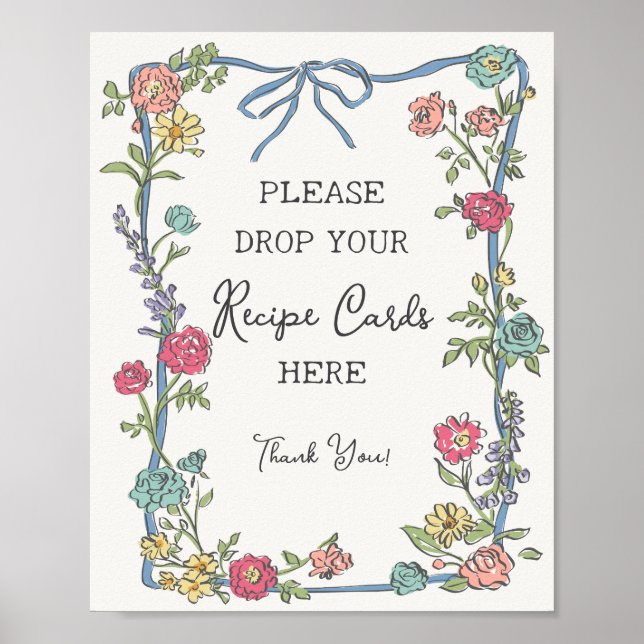 Poster Pastel Floral Share a Receita do Partido Jardim de (Frente)