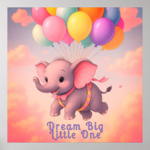 Poster Pastel Flying Baby Elephant, Alfândega