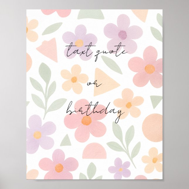 Poster Pastel Garden Delight - Padrão Floral Minimalista (Frente)