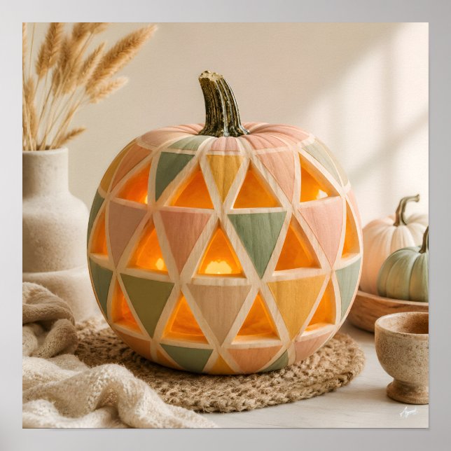 Poster Pastel Geometric Pumpkin (Frente)
