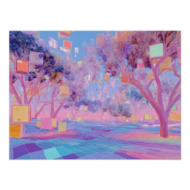 Pôster Pastel Glitch Forest in Dreamscape Bloom (Frente)
