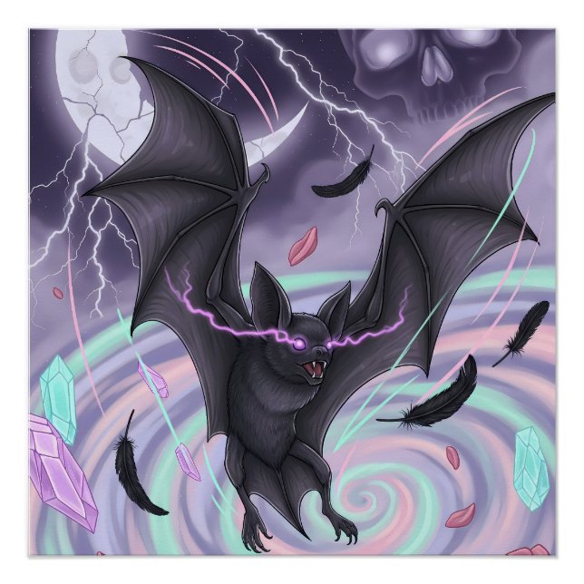 Pôster Pastel Goth Mystical Bat (Frente)