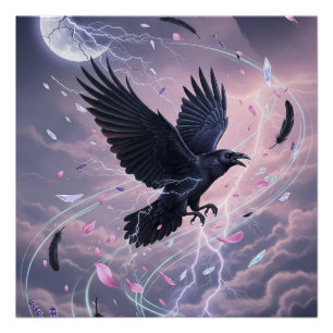 Pôster Pastel Goth Stormy Raven com Cristais