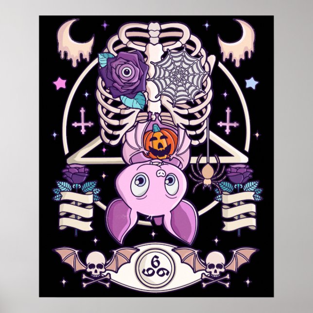 Poster Pastel Gótico Creepy Kawaii Gift Chibi Halloween (Frente)