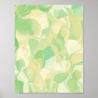 Poster Pastel Green and Butter Yellow Abstract Organic Wa