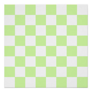 Pôster Pastel Green Checkered Gingham Patterno