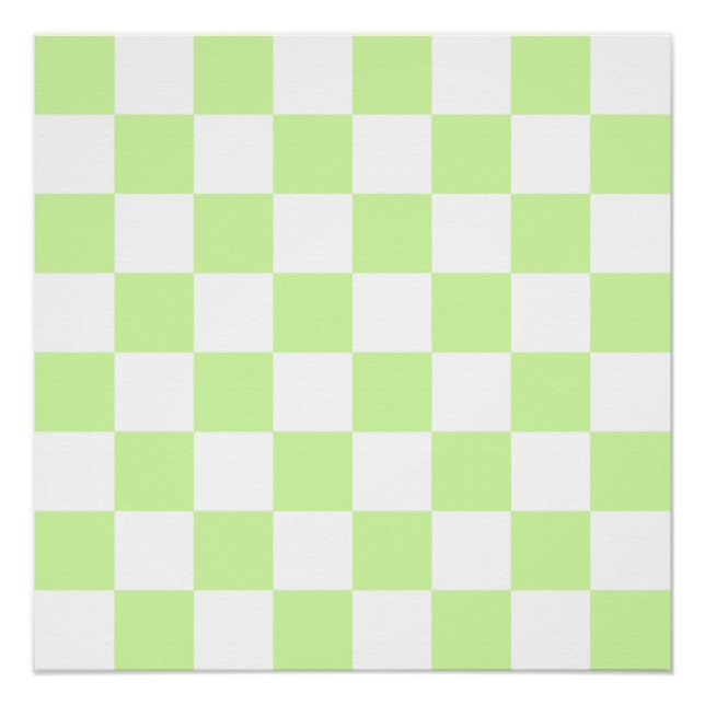 Pôster Pastel Green Checkered Gingham Patterno (Frente)