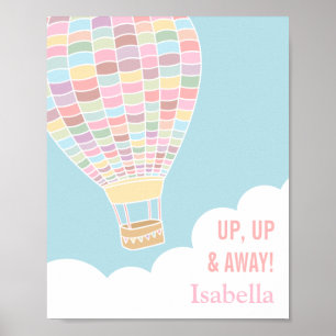 Pôster Pastel Hot Air Balloon Girls Room Decor