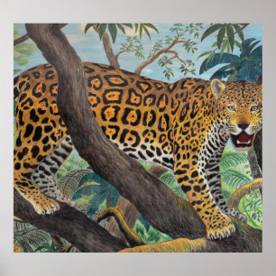 Poster Pastel Jaguar: desenho da selva.