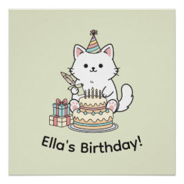 Pôster Pastel Kitty Birthday Celebration Cat Lover Art