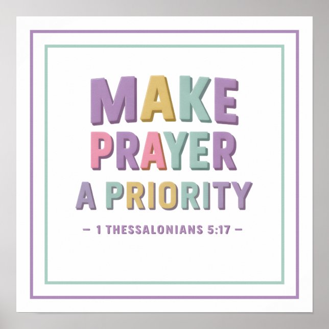 Poster Pastel Make Prayer A Priority Bold Scripture (Frente)