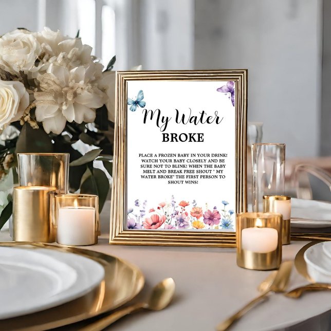 Poster Pastel minha água quebrou sinal de jogo de Chá de  (Criador carregado)