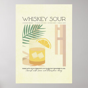 Poster Pastel Minimalístico de Receita de Uísque