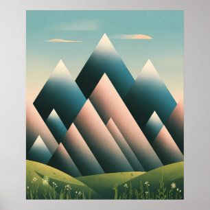 Poster Pastel Mínimo Moderno da Montanha Abstrato Geométr
