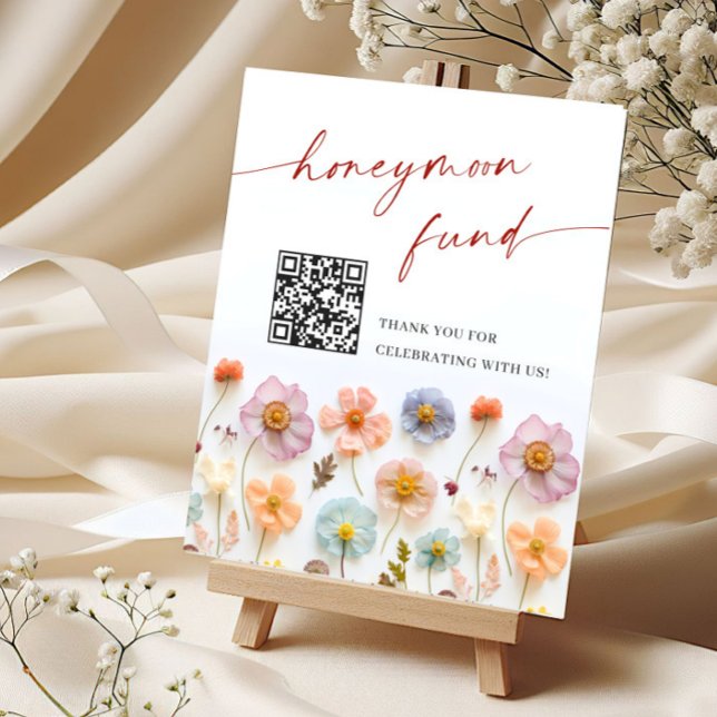 Poster Pastel Pink Bohemian Wilflower Honeymoon Fund (Criador carregado)