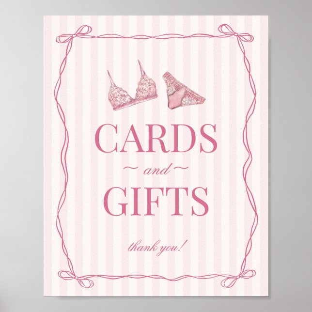 Poster Pastel Pink Lingerie Bachelorette Cards & Gifts (Frente)