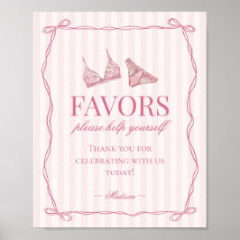 Poster Pastel Pink Lingerie Bachelorette Party Favors