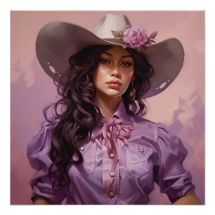 Pôster Pastel Purple Plains : Arte da Parede da Cowgirl
