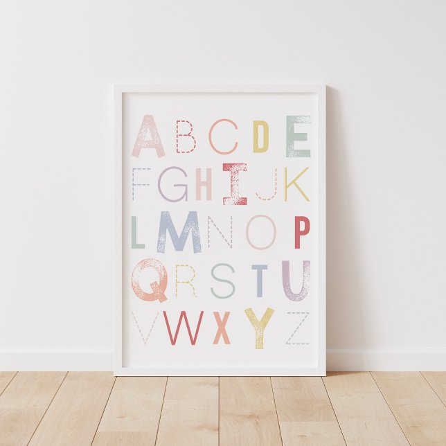 Poster Pastel Rainbow Alphabet ABC Nursery Decor (Criador carregado)