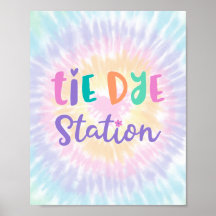 Pastel Rainbow Tie Dye Station Party Sign
