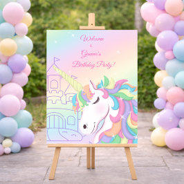 Pôster Pastel Rainbow Unicorn Magical Birthday