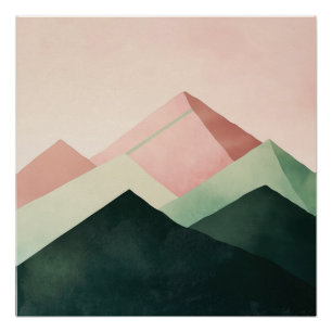 Pôster Pastel Ridge – Paisagem Geométrica de Montanha #1