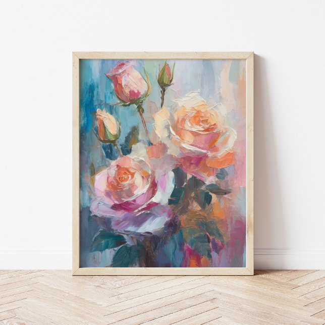 Poster Pastel Rosa Arte Floral Moderna Abstrato (Criador carregado)