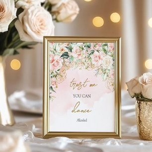 Poster Pastel rosa e ouro Confie em mim você pode dançar