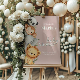 Pôster Pastel Tropical Chá de fraldas Selle Safari Animai